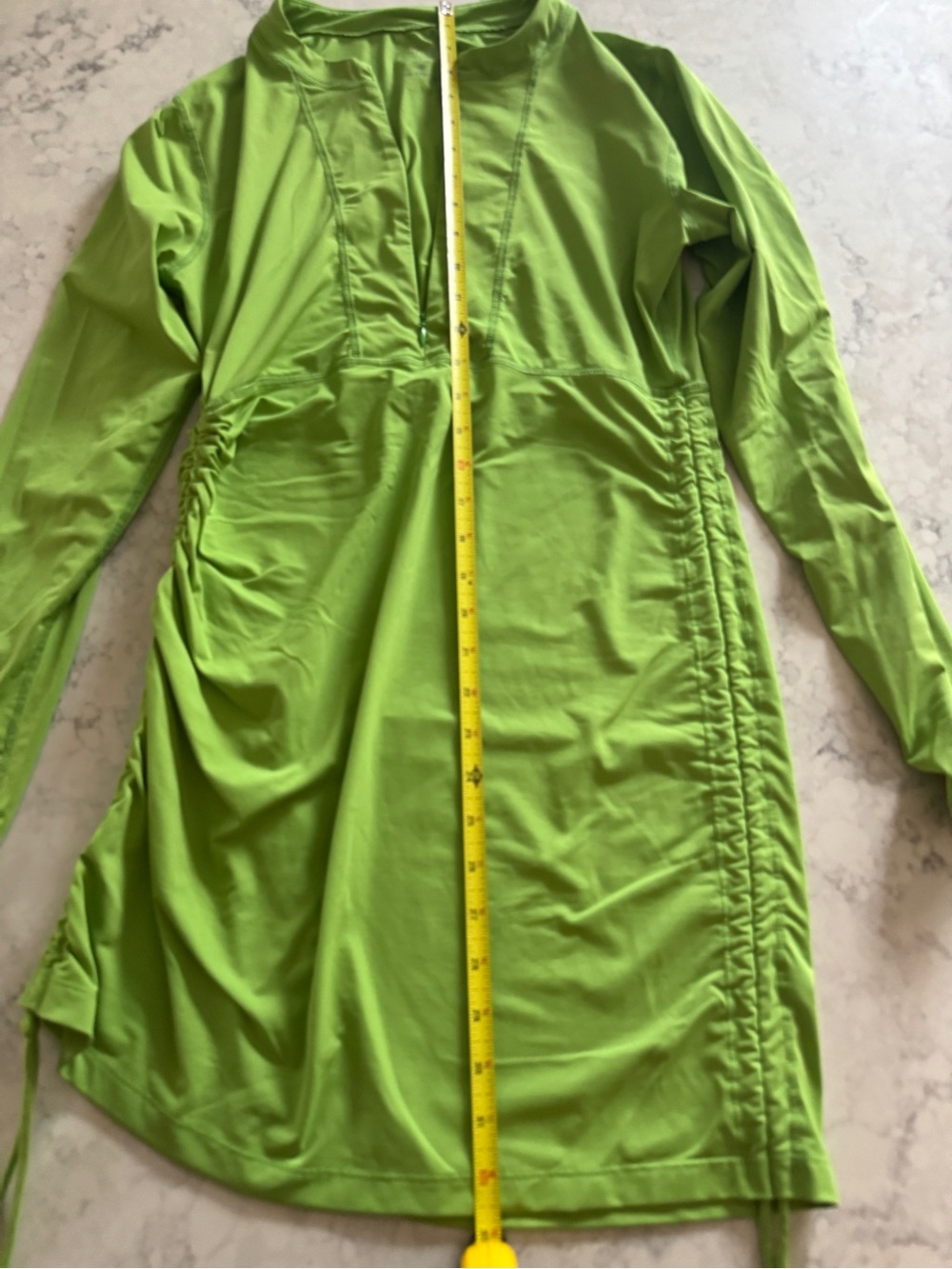 Athleta Tidal Rash Guard Tunic L Green UPF 50 Ruched 1/2 Zip Swim - Picture 6 of 9